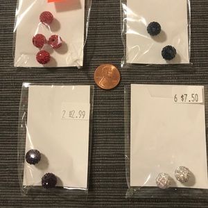 RHINESTN  RED,WHITE,BLUE & PURPLE ROUND BALL BEADS